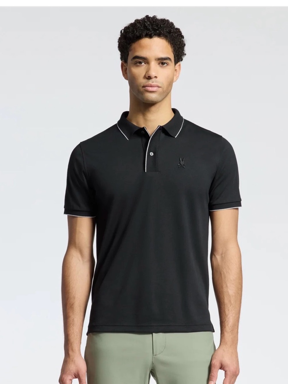 Psycho Bunny Black Polo with White Piping